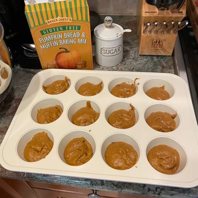 Trader Joe's Gluten Free Pumpkin Bread and Muffin Mix - Batter In Pan