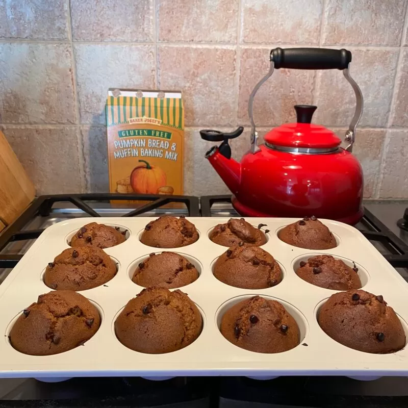 Trader Joe's Gluten Free Pumpkin Bread and Muffin Mix - Cooked Muffins in Pan