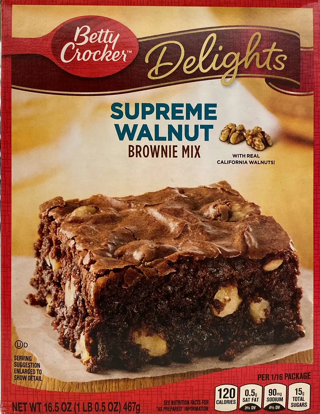 Box of Betty Crocker Supreme Walnut Brownie Mix