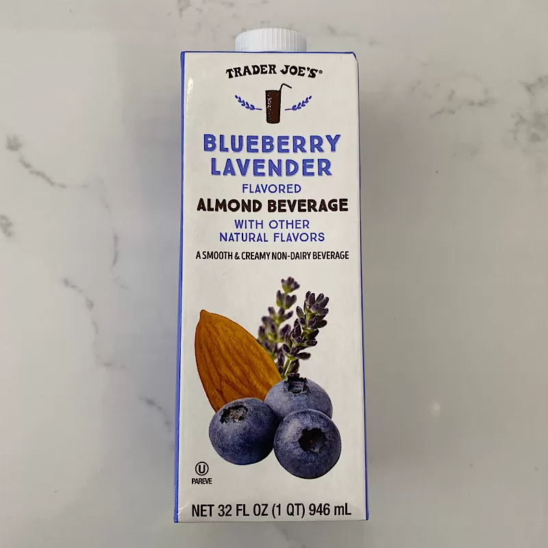 Trader Joe's Blueberry Lavender Flavored Almond Milk Box Front