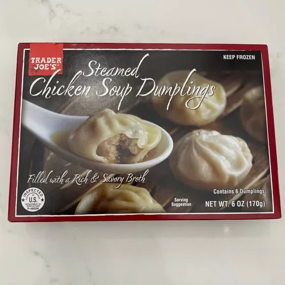 Trader Joe's Chicken Soup Dumplings Box Front Horizontal