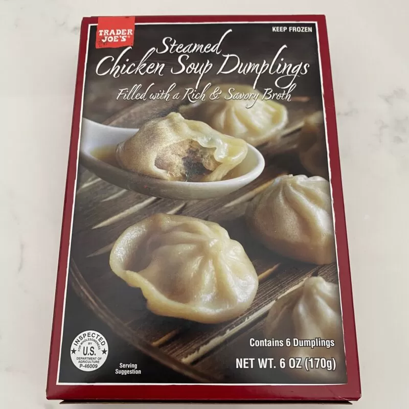 Trader Joe's Chicken Soup Dumplings Box Front Vertical