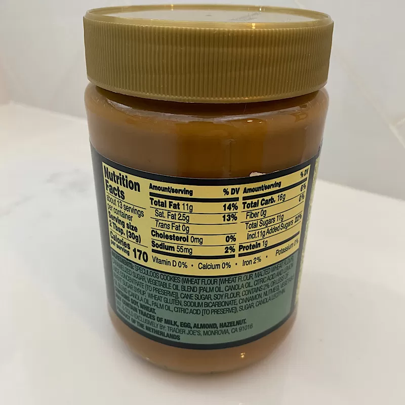 Trader Joe's Cookie Butter Spread Nutrition Facts