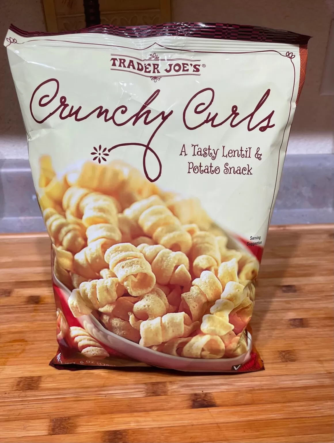 Trader Joes Crunchy Curls Lentil Snack Bag