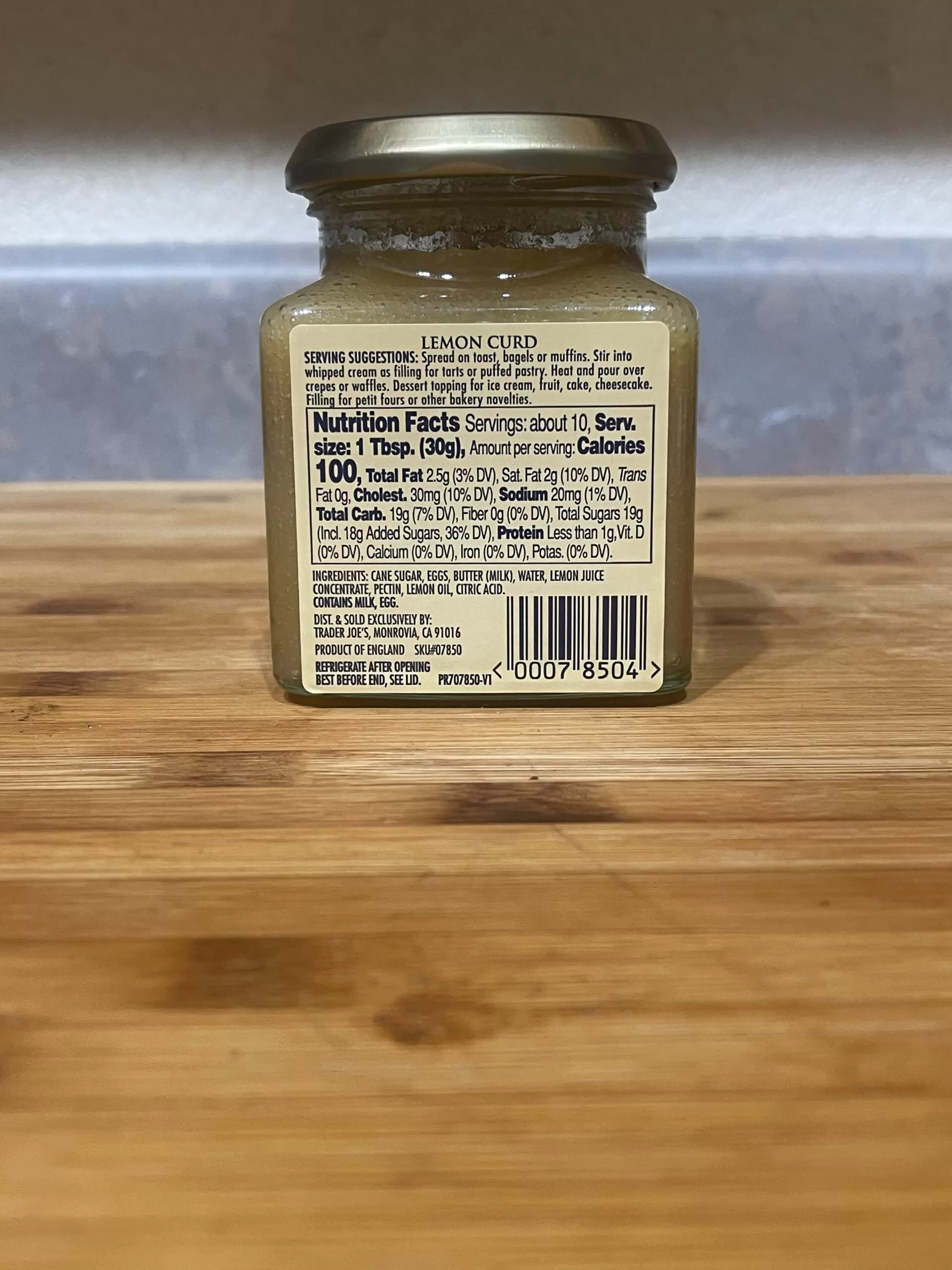 Trader Joe's Lemon Curd Nutrition Facts