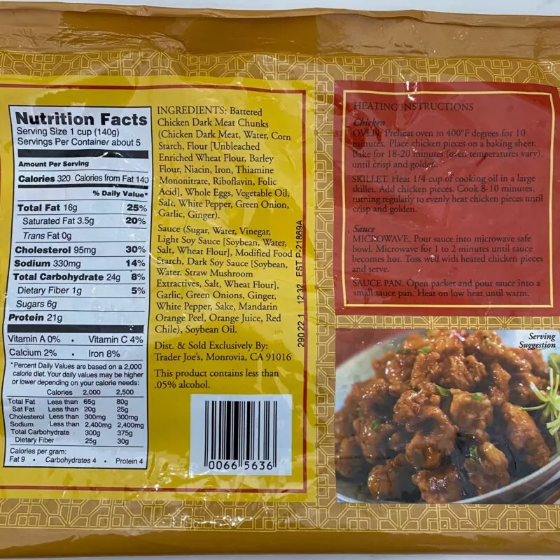 Trader Joe's Mandarin Orange Chicken Nutrition Facts and Ingredients