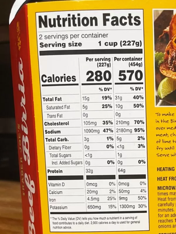 Trader Joes Beef Birria Nutrition Facts