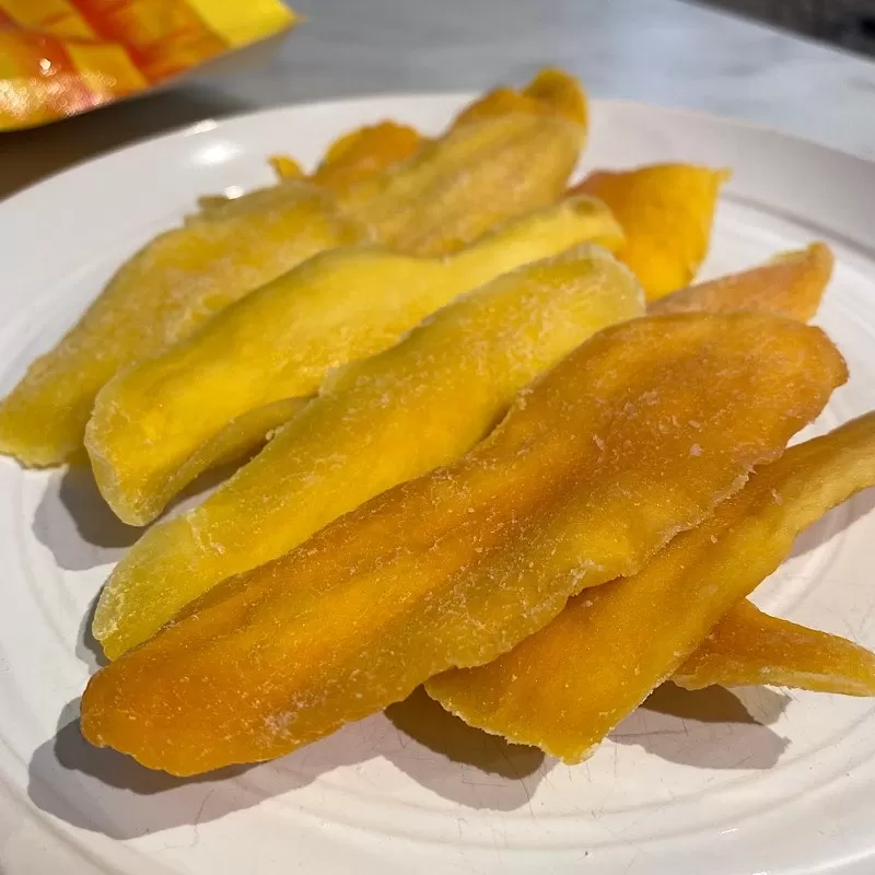 Tropical Fields Dried Mango Costco on Plate Close