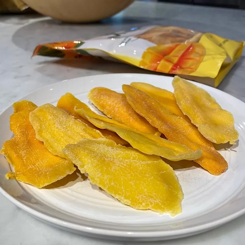 Tropical Fields Dried Mango Costco on Plate