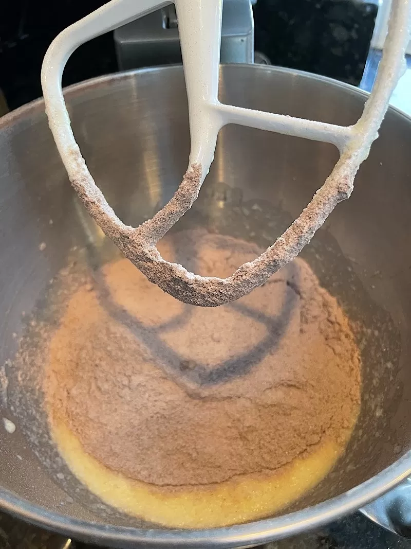 Trader Joe's Chocolate Mochi Cake Mix Mixing Cake