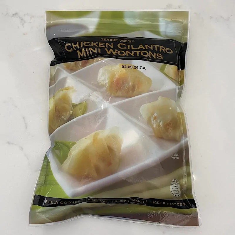 Trader Joes Chicken Cilantro Mini Wontons Front Package